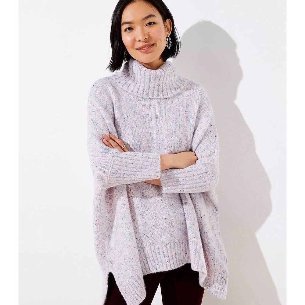 Ann Taylor LOFT | Sweater Poncho‎ Pink 3/4 Sleeves Turtleneck Size 20/22 Plus 2X